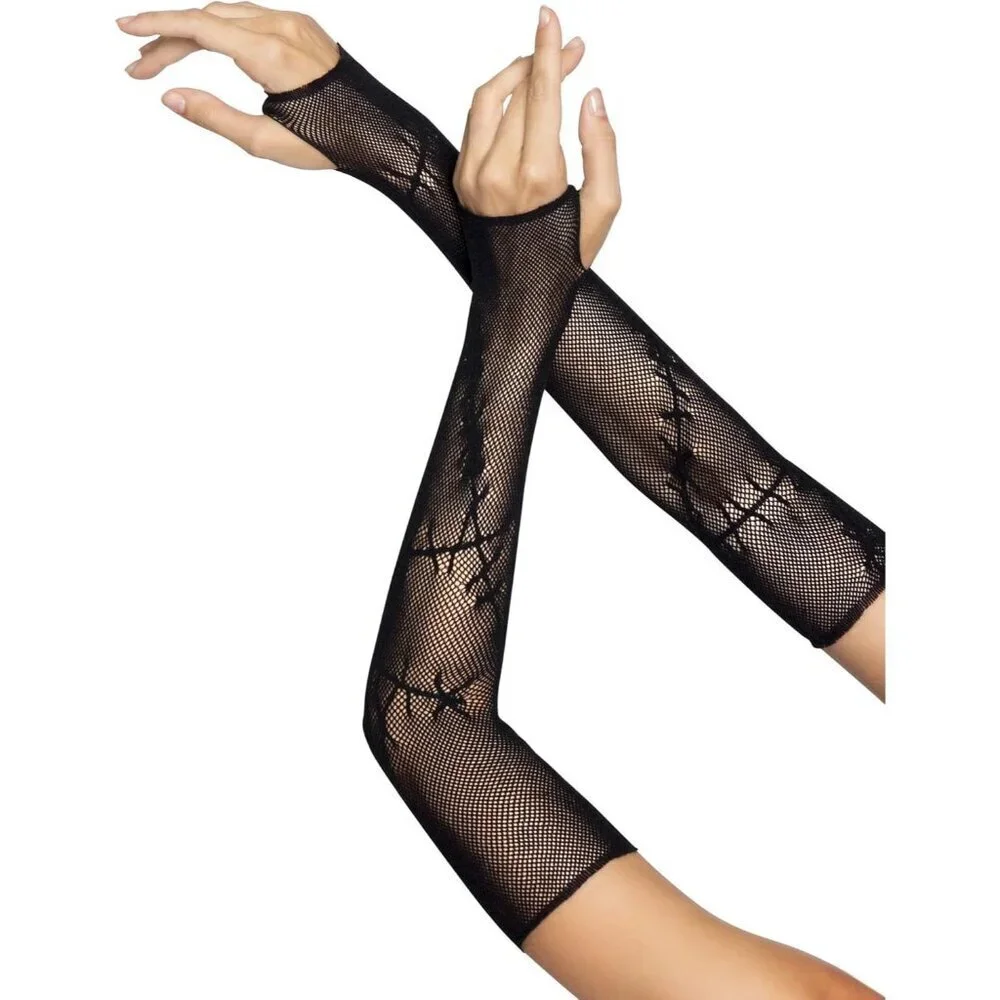 Women’s Fishnet Arm Warmers Black Gothic Accessories for Costume or Night Out